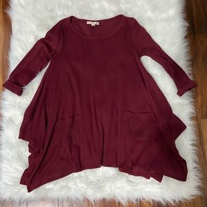 Maroon Flowy Top w Pockets